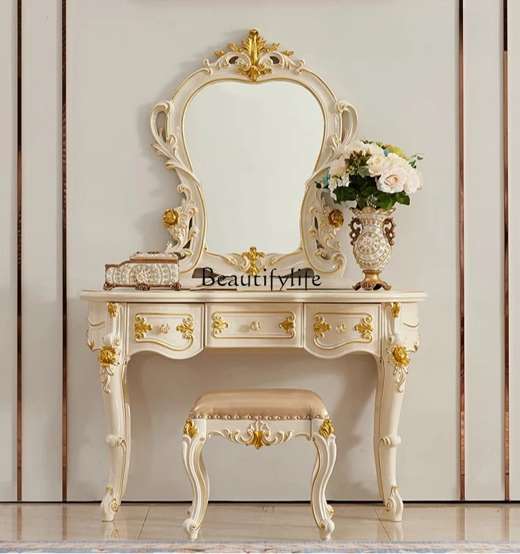 

All solid wood dresser American villa bedroom high-end protagonist carved makeup table