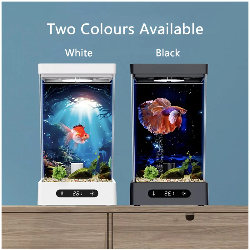 Betta Fish Tank Multifunctional Intelligent Fish Tank Temperature Control Digital Display Aquarium with RGB Ecological Light