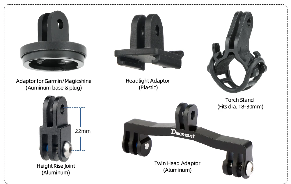 Deemount Fahrrad-Scheinwerferhalterung mit integriertem Lenker, passend für Gopro-Sportkamera, Verlängerungsständer aus Aluminiumlegierung für Computer – Detail 13