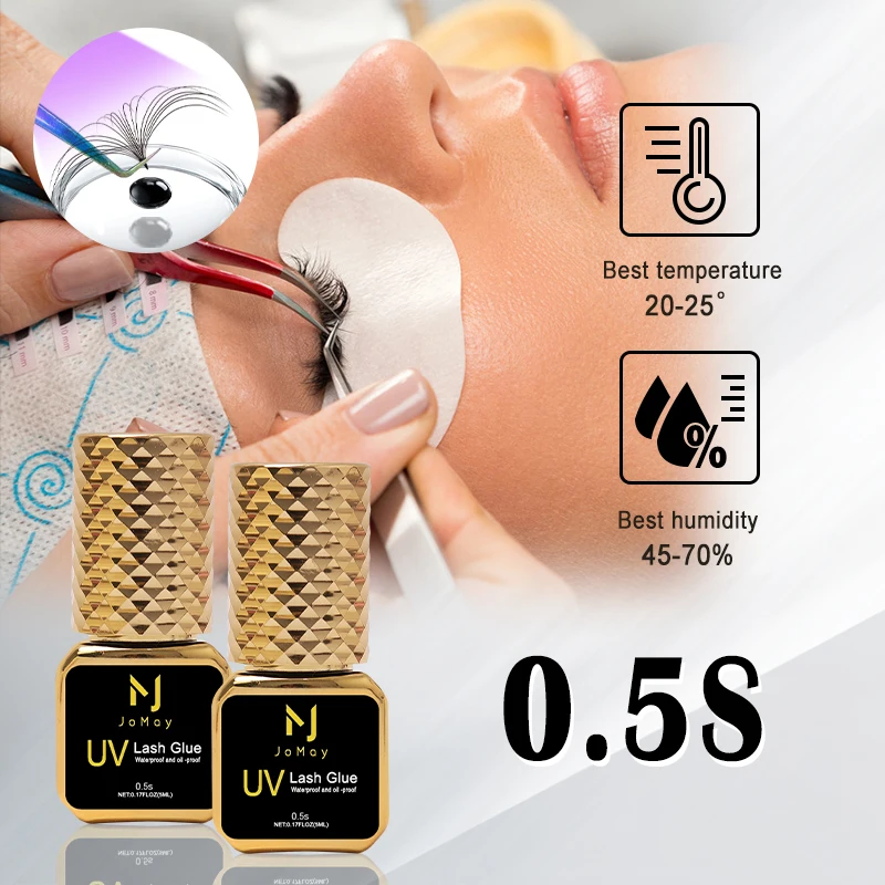블랙 UV 글루 0.5-1초 빠른 건조 강력 인조 속눈썹 접착제 속눈썹 연장용 퍼플 UV 글루 5ml