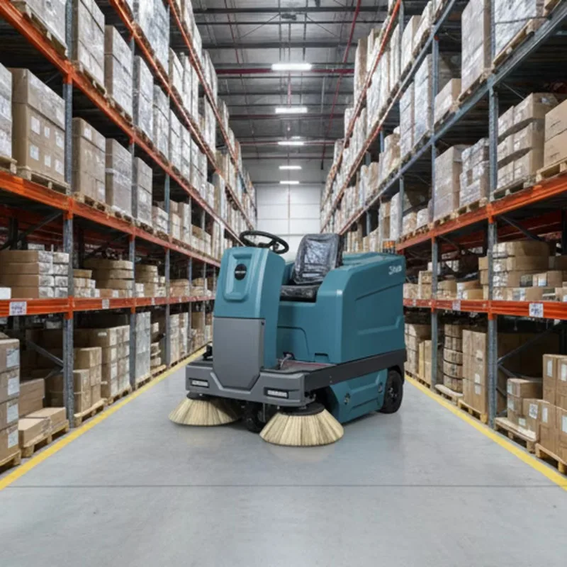 【2026】 Splash-Guard GIYO S1400 Electric Ride-On New Floor Sweeper High Pressure Cleaning 90L Water Tank For Beverage Bottling Pl