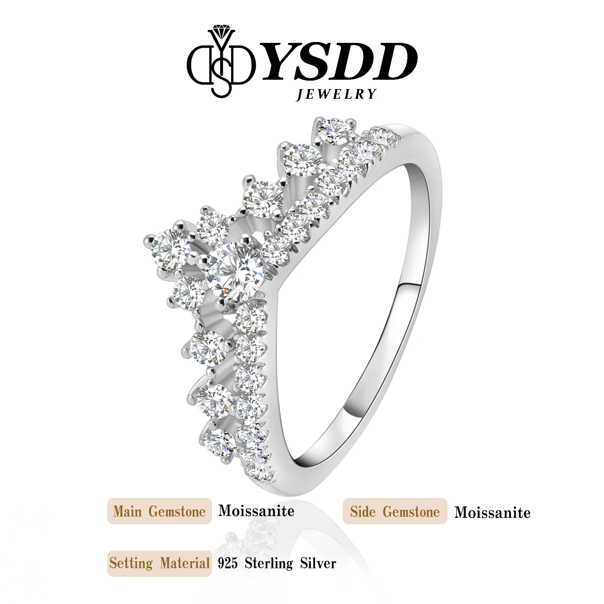 #198 YSDD Light Luxury Moissanite Ladies Ring Lab made diamond 925 sterling silver Evening Song hollow design ladies rings