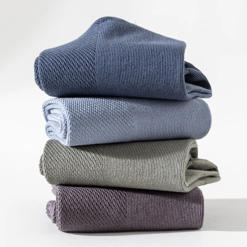 5 Paar Herrensocken aus gekämmter Baumwolle, atmungsaktiv, schwarz, weiß, Business-Langsocken, hochwertige neue Herrensocken in Übergröße EU38-45 – Detail 4