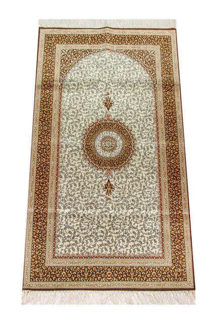 

İpekşah Silk Prayer Rug Yellow Sheet of Muslim Islamic Prayer Mat Holy Quraan Islamic Mats