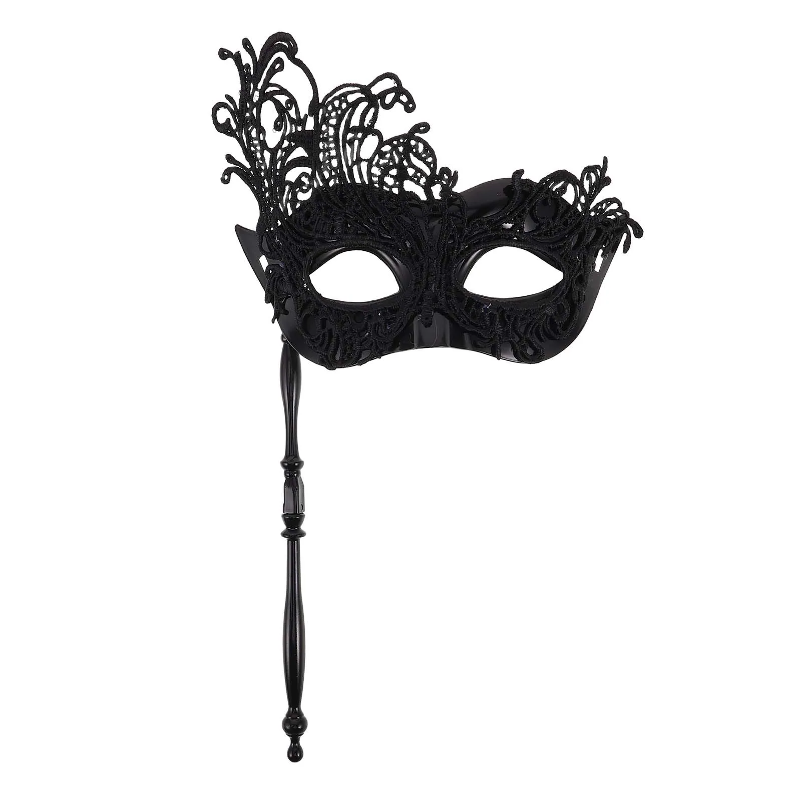 

Lace Masquerade Handheld Mask Venetian Ball Prom Party Mardi Gras Cosplay Elegant Evening Show Venetian Mask Pierce Costume