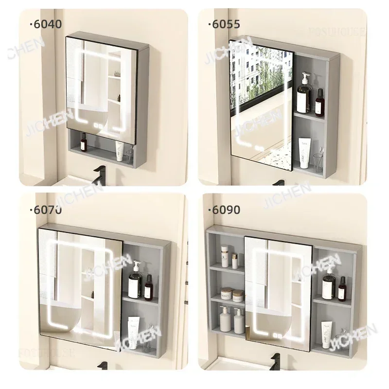 ZQT Smart Storage Mirror Cabinets For Rental Houses Simple Layered Partition Cabinet Modern Creative Storage Locker For Entrance