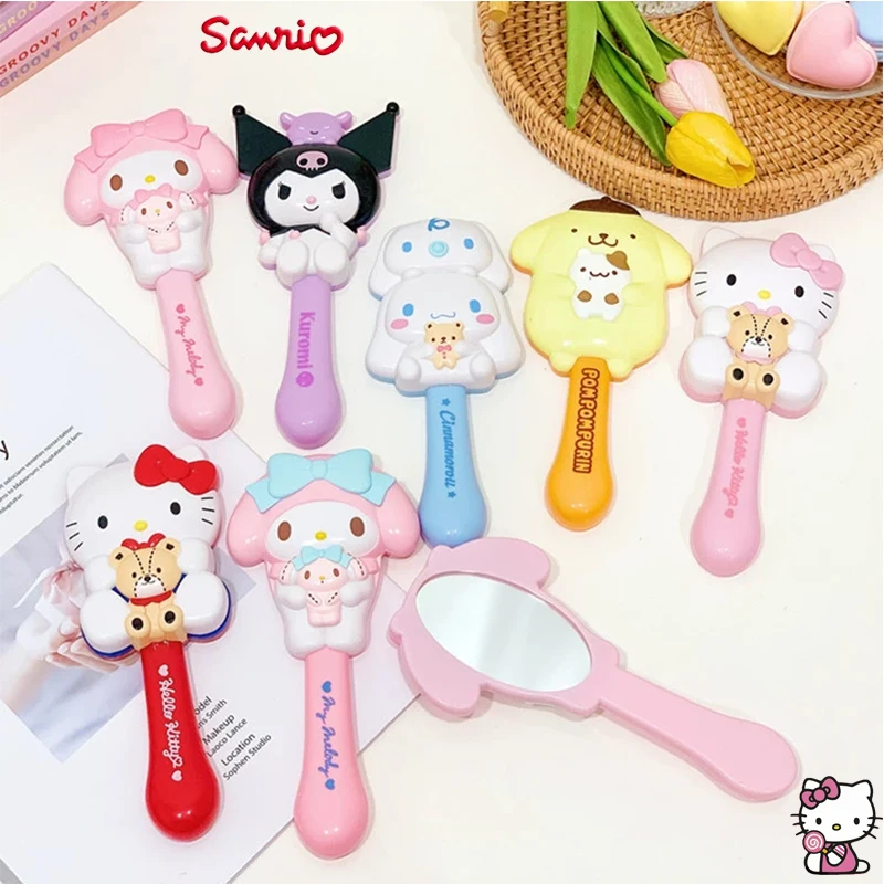 

Sanrio Hello Kitty массажная расческа для макияжа с ручкой зеркало Kawaii Cinnamoroll Kuromi My Melody воздушная расческа для девочек с героями мультфильмов портативный подарок