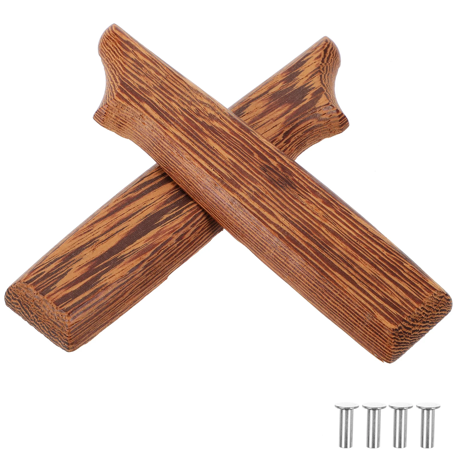 

2pcs Replacement Cutter Stainless Steel Wood Non-Slip Grip Kitchen Cutter Handle Replacement Vegetable Chopper Wooden Handle