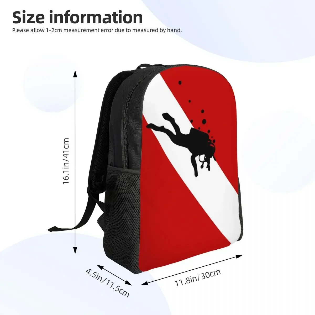 الغوص العلم فقاعة الأحمر الأبيض حقيبة السفر الرجال النساء مدرسة محمول الكتب الغوص كلية طالب Daypack حقائب
