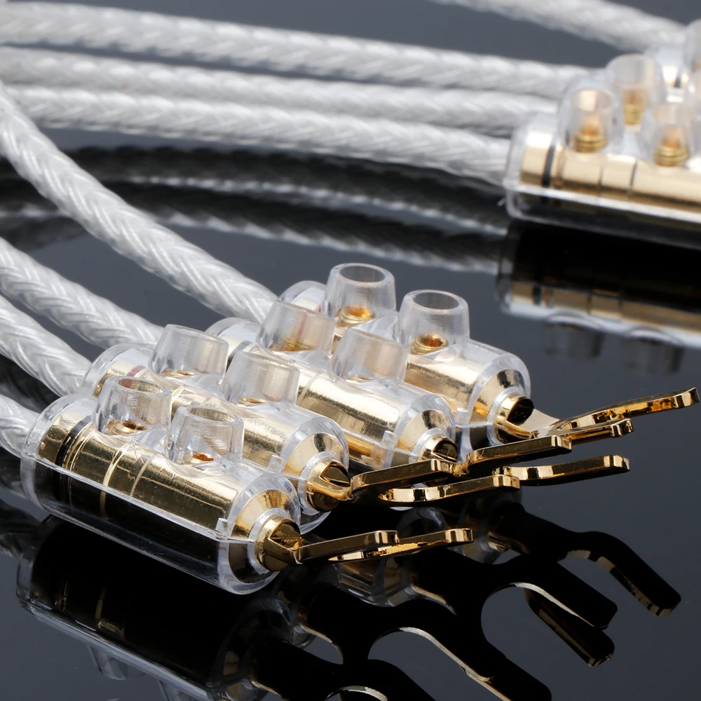 4 Stück OCC Versilberte Verbindungskabel Audiokabel Bananenstecker Y-Stecker Lautsprecher-Brückenkabel OCC Verstärker-CD-Verbindungskabel – Detail 3