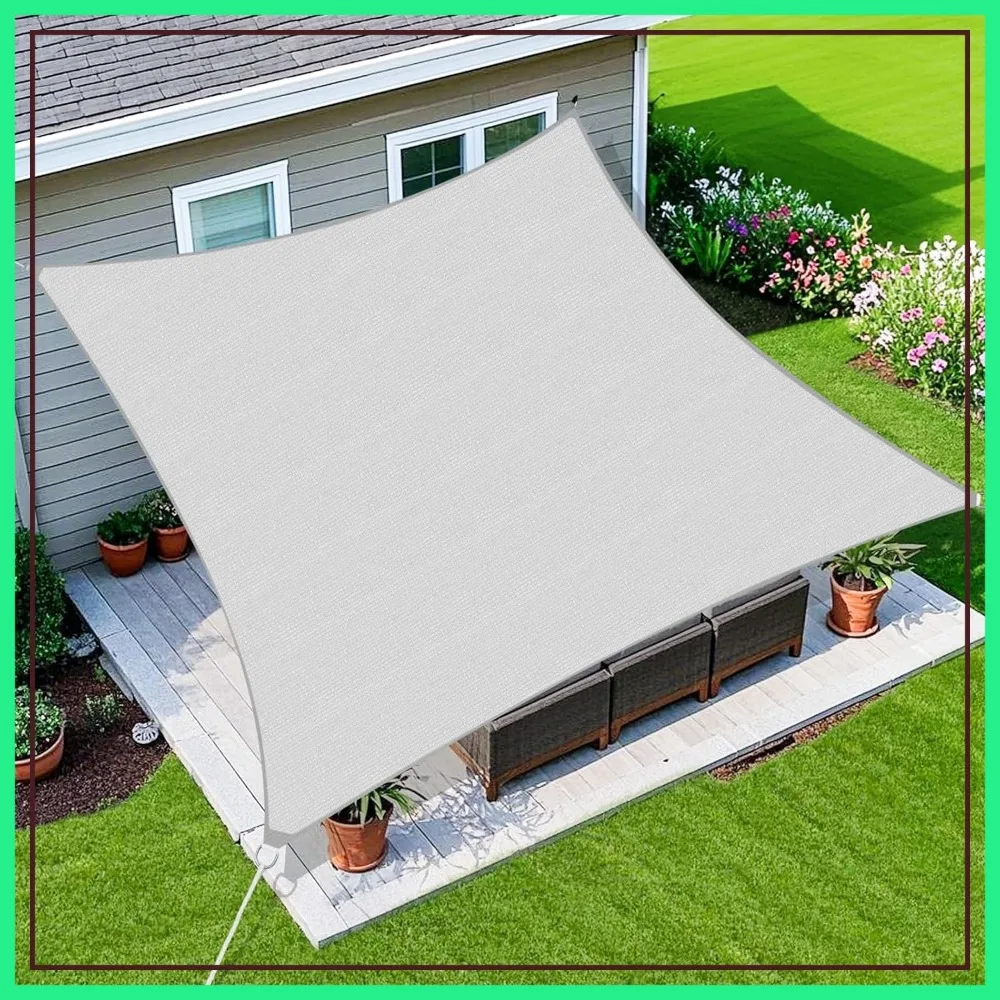 

16x20 Ft Curved Sun Shade Sail, 95% UV Block Outdoor Canopy, Light Grey Breathable HDPE Shade Cloth for Patio Garden