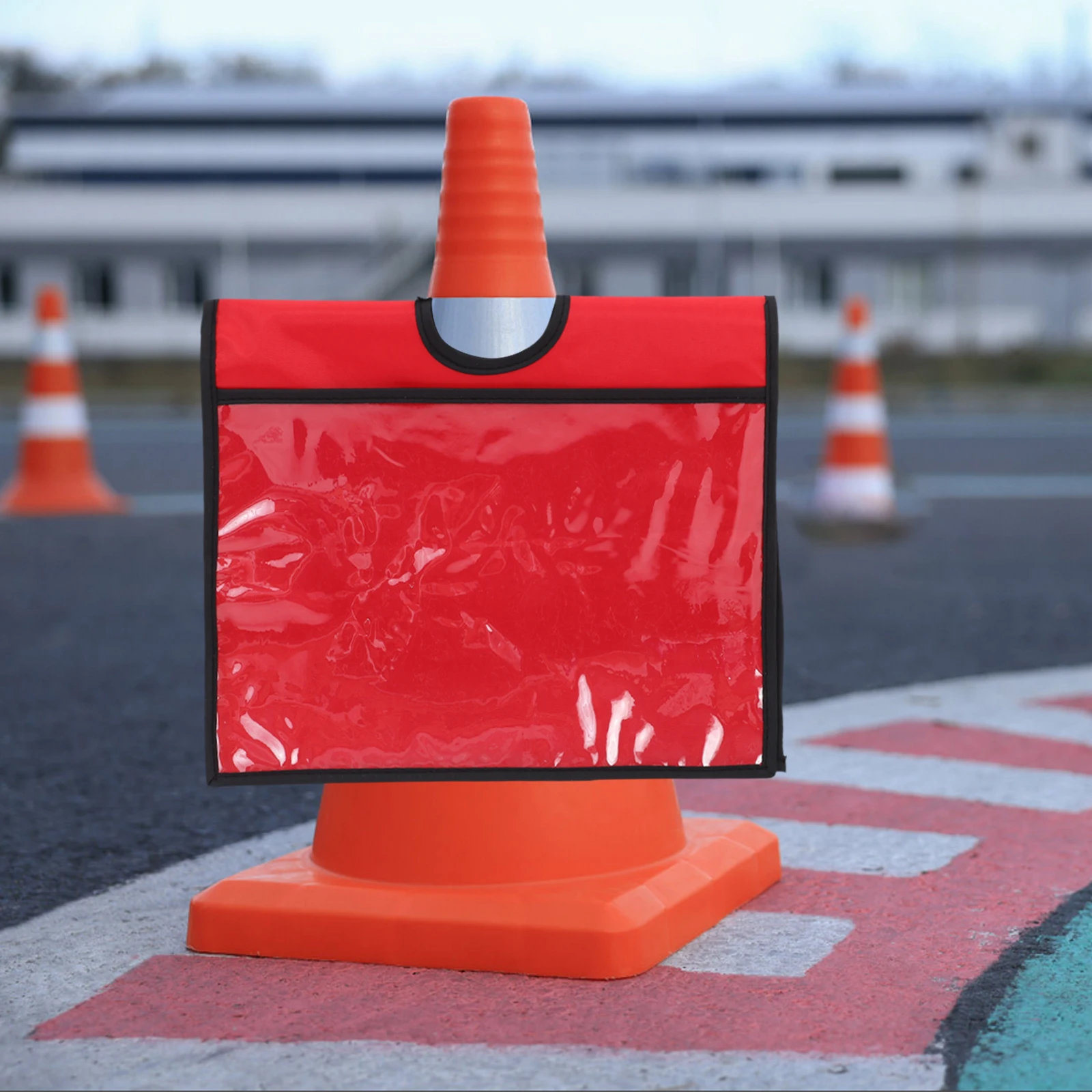 

Traffic Cone Sleeve Warning Sign Cover ange High Visibility Material Construction Sports Training Parking Lot Management