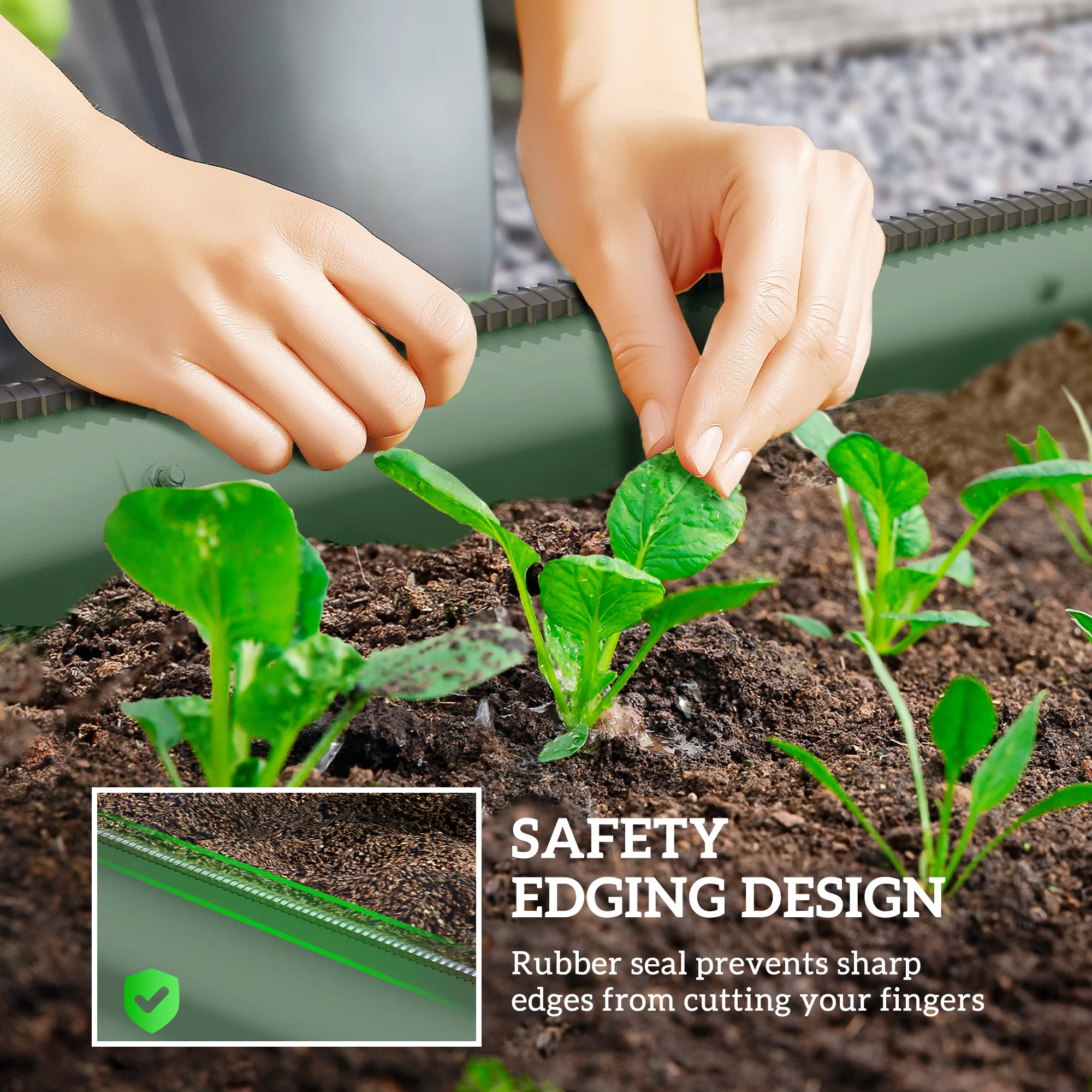 Galvanized Raised Garden Bed Planter Box, 6.4' x 2' x 1', Green image 6