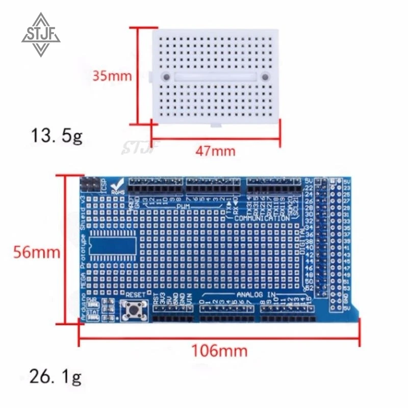 Placa de expansión prototipo STJF MEGA ProtoShield V3.0, placa multiusos con placa de pruebas) para MEGA2560