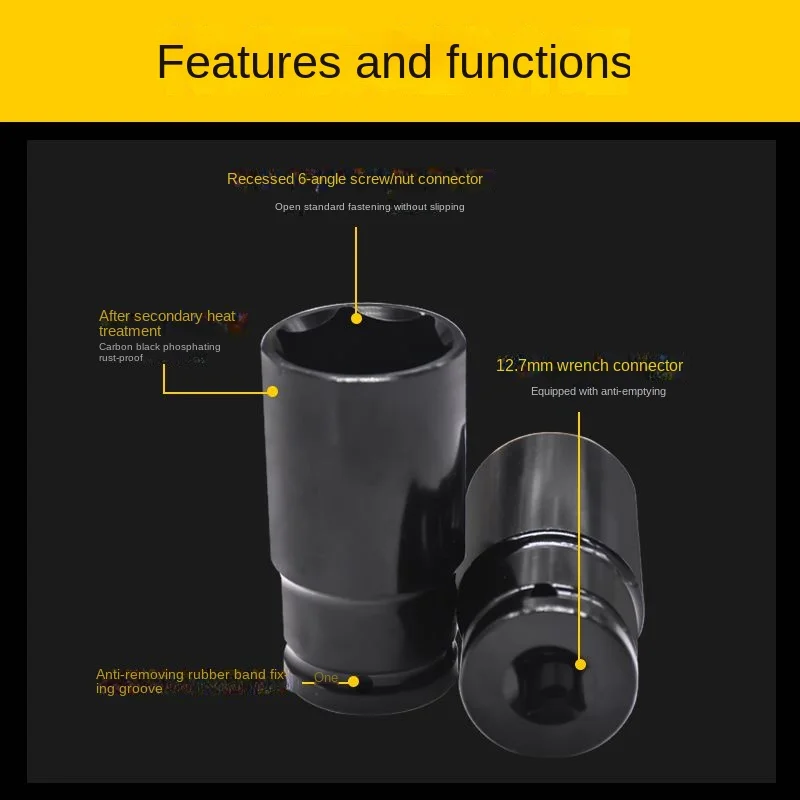 1/2 Inch Impact Socket Set 8-32mm Sleeve Hexagonal Pneumatic Long Heavy Tire Sleeve Head for Lithium Electric Wrench Hand Tools