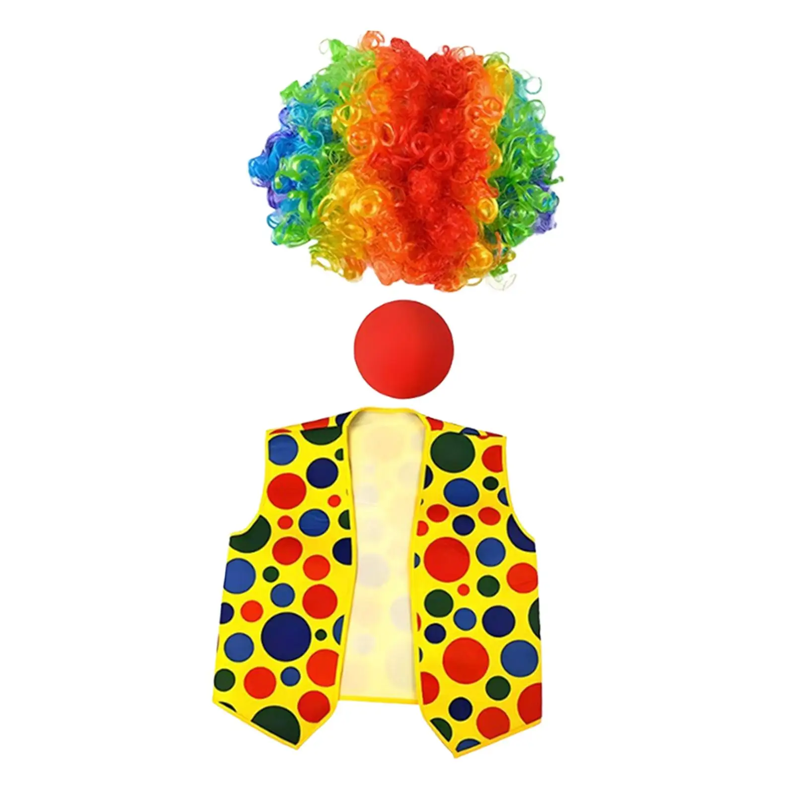 3-teiliges Clown-Kostüm-Set für Erwachsene, Kostüm für Halloween-Bühnenauftritt