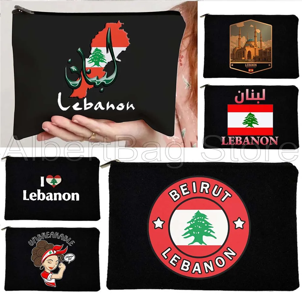 

Beirut Lebanon Flag Map Lebanese Girl Canvas Cosmetic Bag Makeup Toilet Bag Pencil Case Pouch Key Coin Purse Storage Cotton Bag