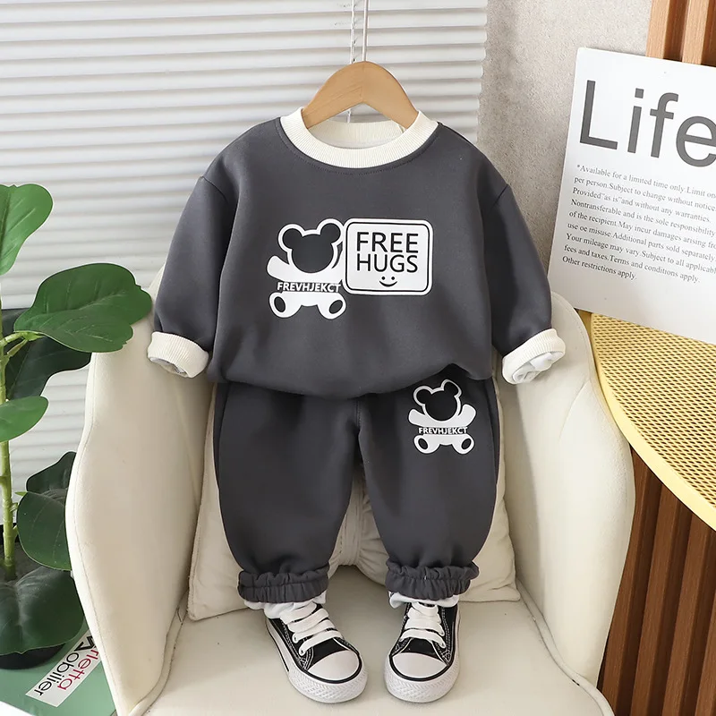 Spring Autumn Kids Boys 2PCS Sports Clothes Set Cartoon Printed Sweatshirts Cotton Casual Pants Suit Toddler Boys Tracksuit