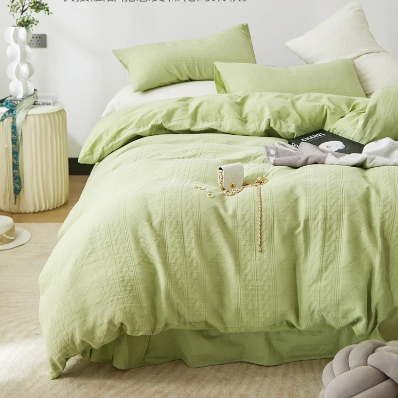 

Class A Xinjiang long staple cotton three-layer yarn jacquard four piece set, all cotton duvet cover, bed sheets