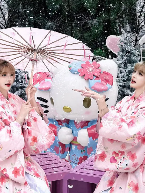 

Новый традиционный японский кимоно-халат для фотосессий для девочек, улучшенный современный стиль, полиэстер, для сценических выступлений