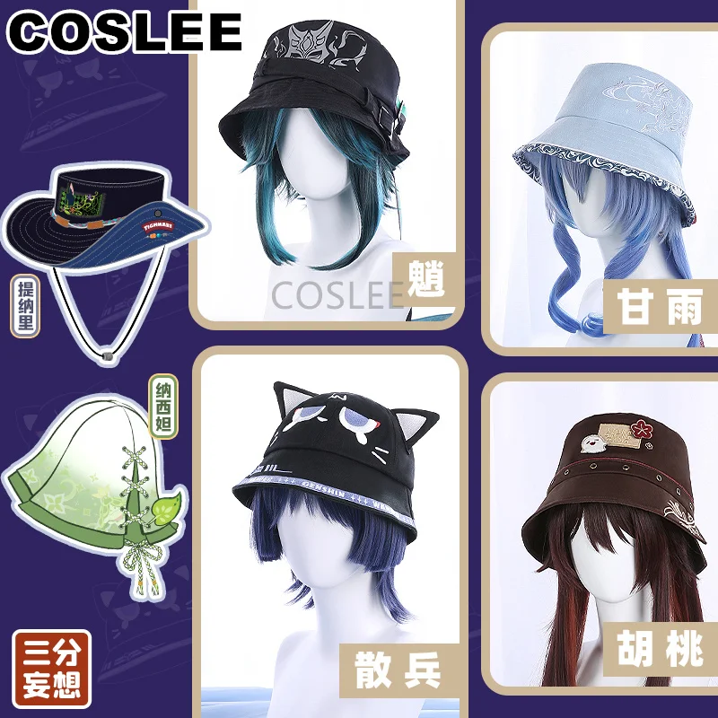 COSLEE Scaramouche/Hu Tao/Ganyu Hat Cosplay Game Genshin Impact Fisherman Hat Anime Surroundings Cute Daily Wear Fashion Item