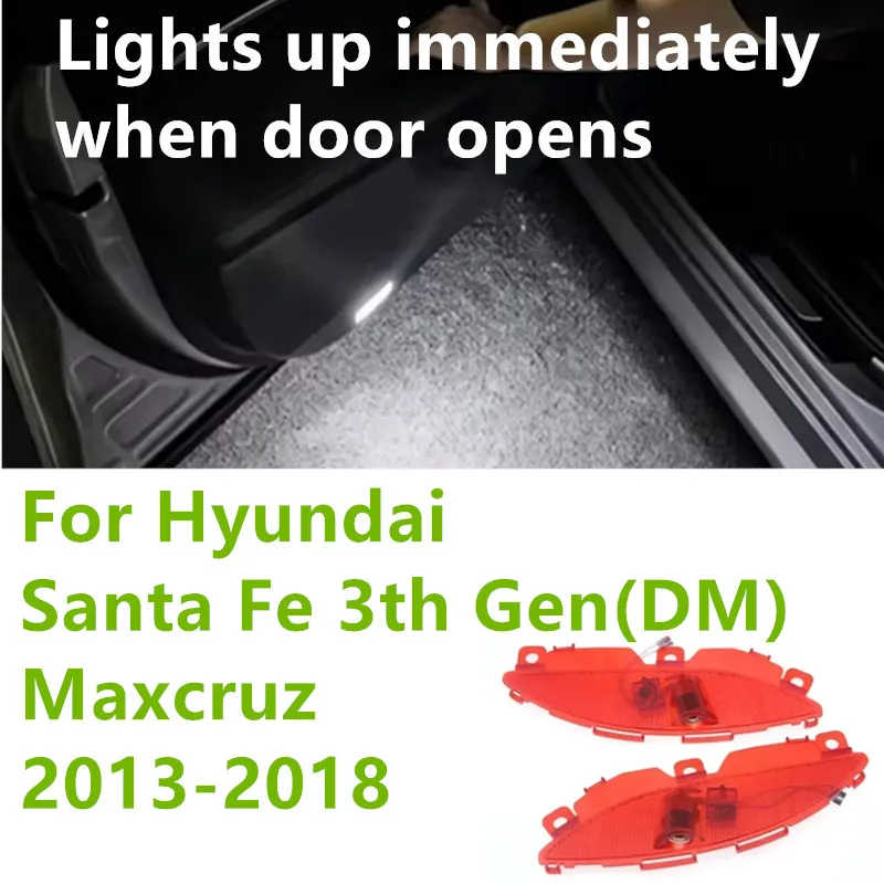 2PCS LED Welcome Car Door Light Projection Decorative lamp Accessories For Hyundai Santa Fe 3th Gen(DM) Maxcruz 2013-2018