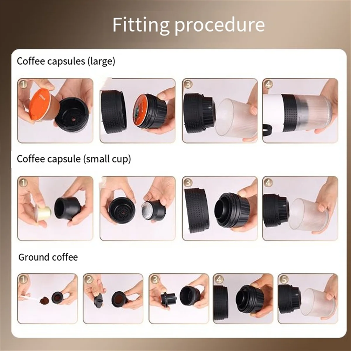 آلة صنع القهوة الكهربائية المحمولة اللاسلكية ، 3in 1 ، مسحوق كبسولة ، السفر ، السيارة والمنزل ، التخييم ، ب