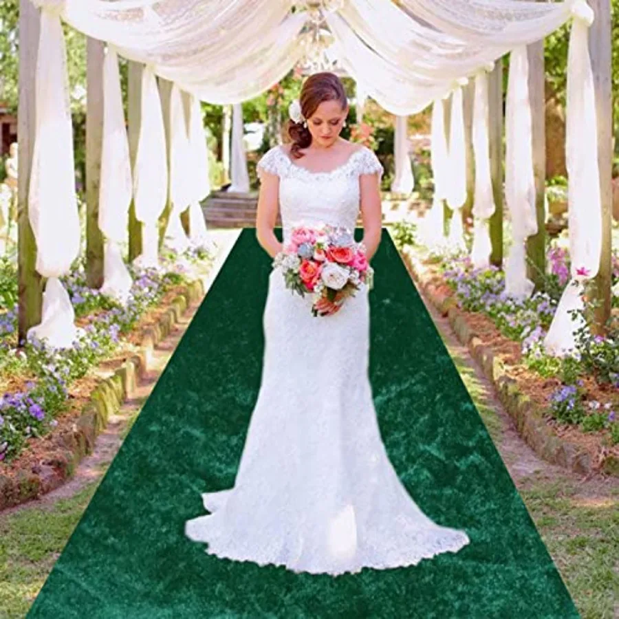 

Hunter Green Velvet Carpet Runner 4x30FT for Wedding Ceremony Aisle Floor Hallway Runner Rug with Carpet Tape Beach Church Rece