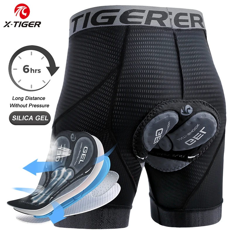 X-tigre-acolchoado shorts para homens, roupa interior com apertos de perna anti-derrapante, para ciclismo, esportes, equitação, bicicleta, mtb, 5d