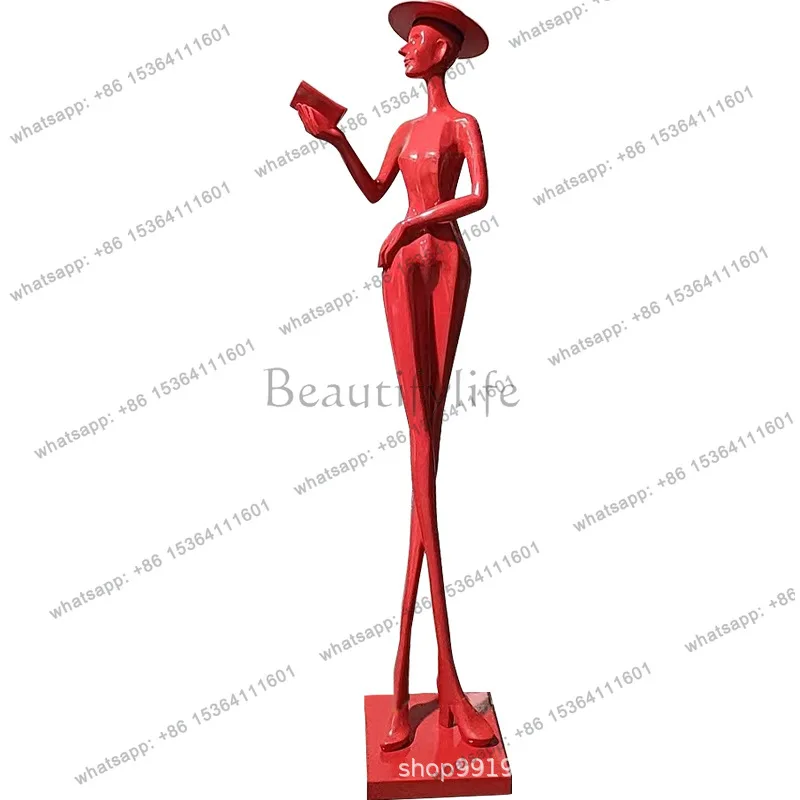 

Abstract art reading book humanoid floor resin sculpture ornament