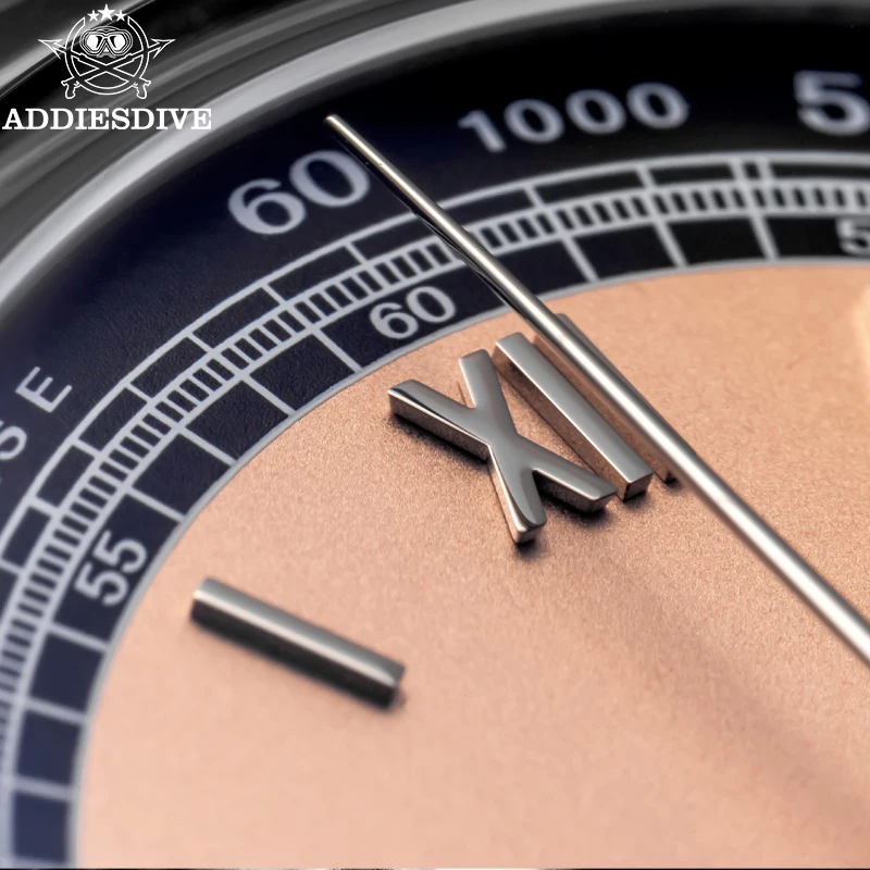 Addiesdive 38 مللي متر كوارتز ساعة كرونوغراف للرجل الفولاذ المقاوم للصدأ 100 متر مقاوم للماء ساعة اليد فقاعة قبة الزجاج VK64 ساعة رجالي #6