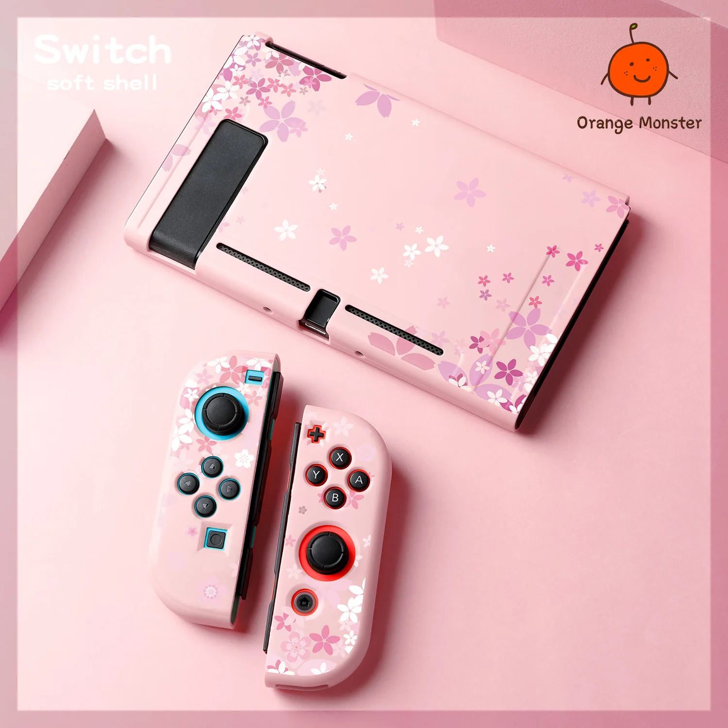 Sakura Cherry Blossoms Cartoon Follower Carrying TPU Protective Funda Case For Nintendo Switch/Lite/Oled Anti-fall Cover