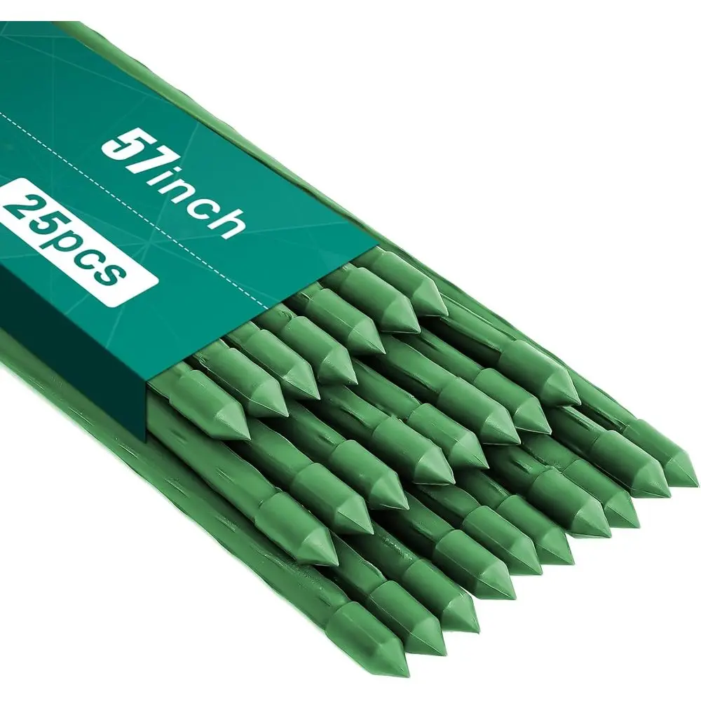 

57-дюймовые металлические опоры для растений (25 шт.) с пластиковым покрытием для поддержки растений в саду