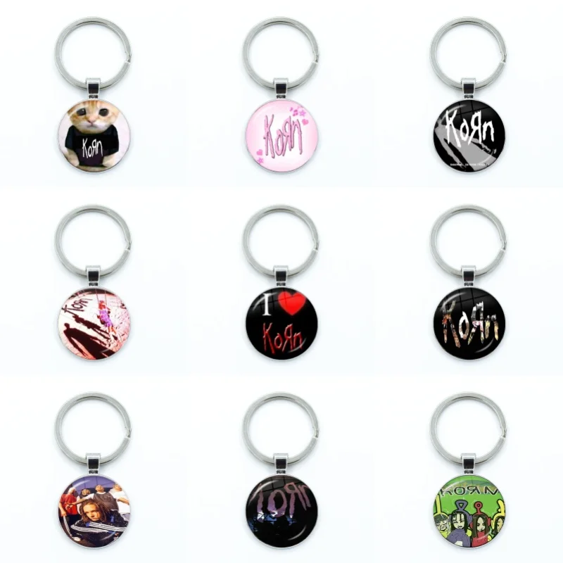 Hip Hop Korn Music Rock Band, Punk Band Glass Pendant Keychain, Jewelry Charm, Bag Souvenir