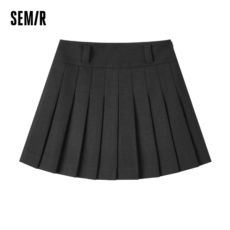 Semir Skirt Women Versatile College Style Slimming 2024 New Autumn Fashion Checkered Pleated Skirt