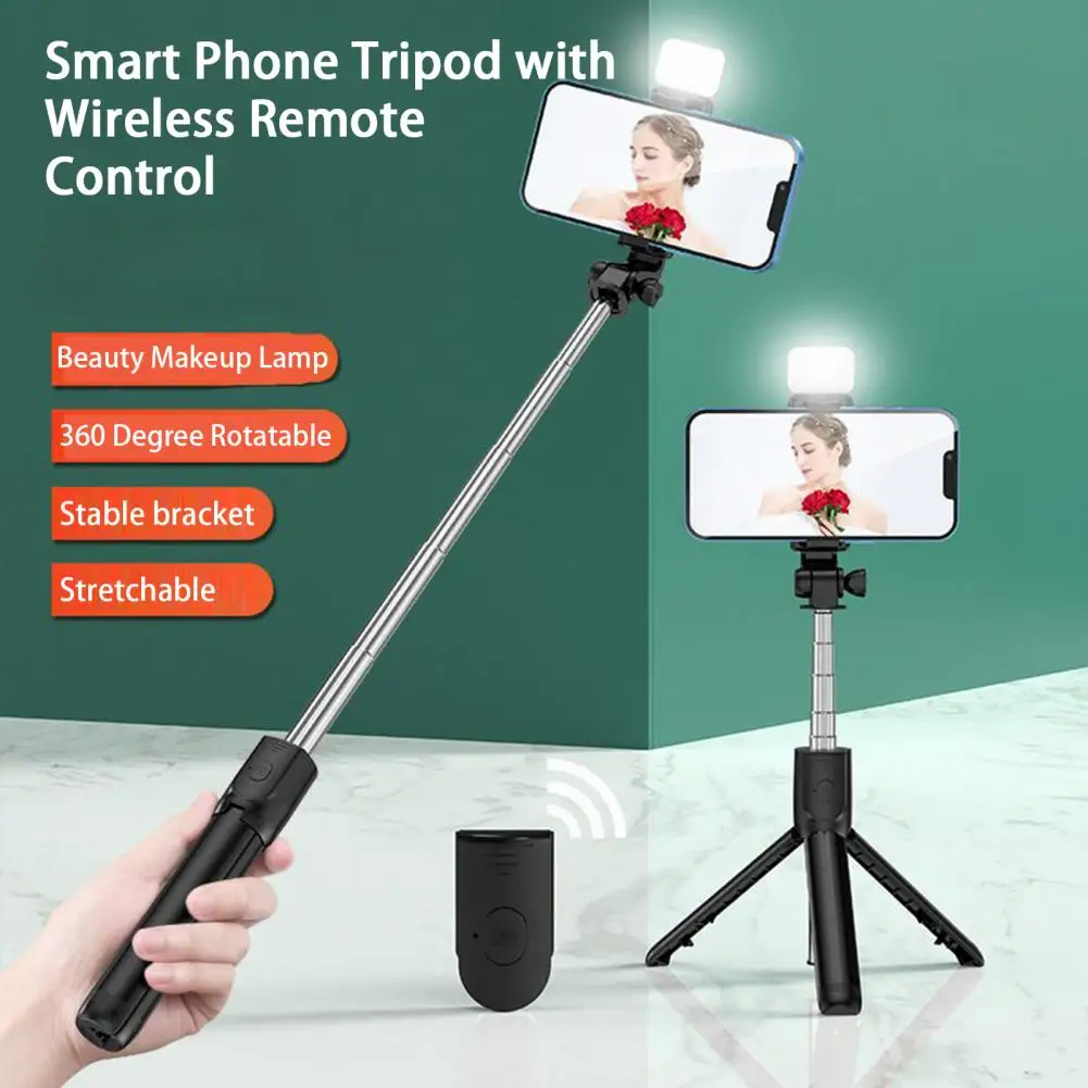 Wireless Selfie Stick Tripod Stand with Detachable Remote for iPhone Mobile Phone Live Streaming