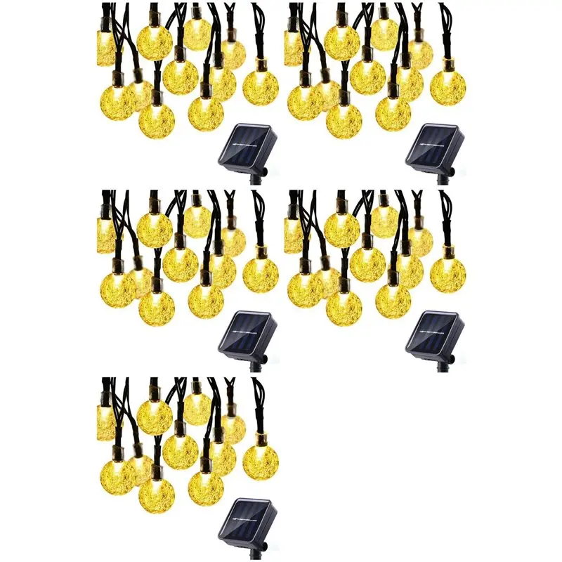 

AB41-5X 8 Modes Solar Light Bulbs Crystal Ball 5M LED String Lights Fairy Lights Garlands For Christmas Party Outdoor