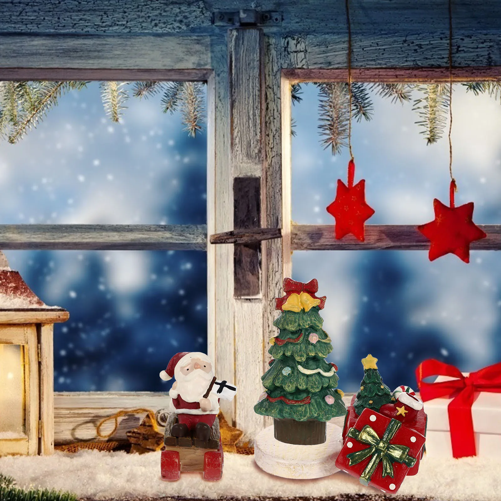 

4 Pcs Christmas Ornaments Decorative Resin Crafts Tiny Figures Decoration Decorations Toys Decorate Miniature Landscape Garden