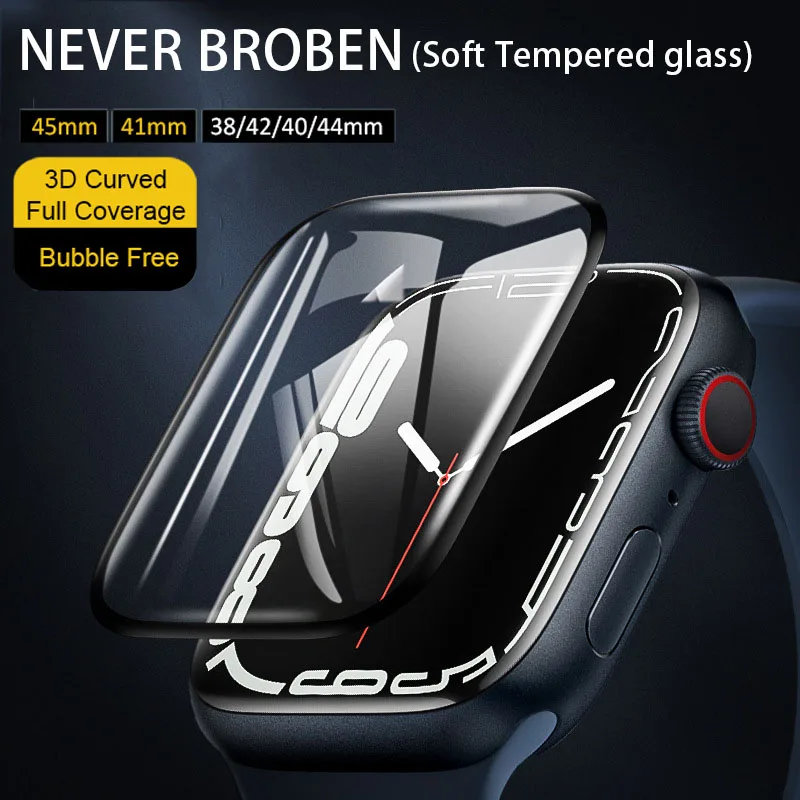3D Curved Edge HD Tempered Glass for Apple Watch 38MM 42MM Screen Protector film for iWatch 2/3/4/5/6/SE/7 40MM 44MM 41MM 45MM