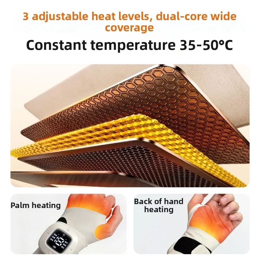 Vibration Mode EMS Wrist Massager USB Rechargeable Wireless Wrist Supports Brace 6 Massage Modes Heat Compress