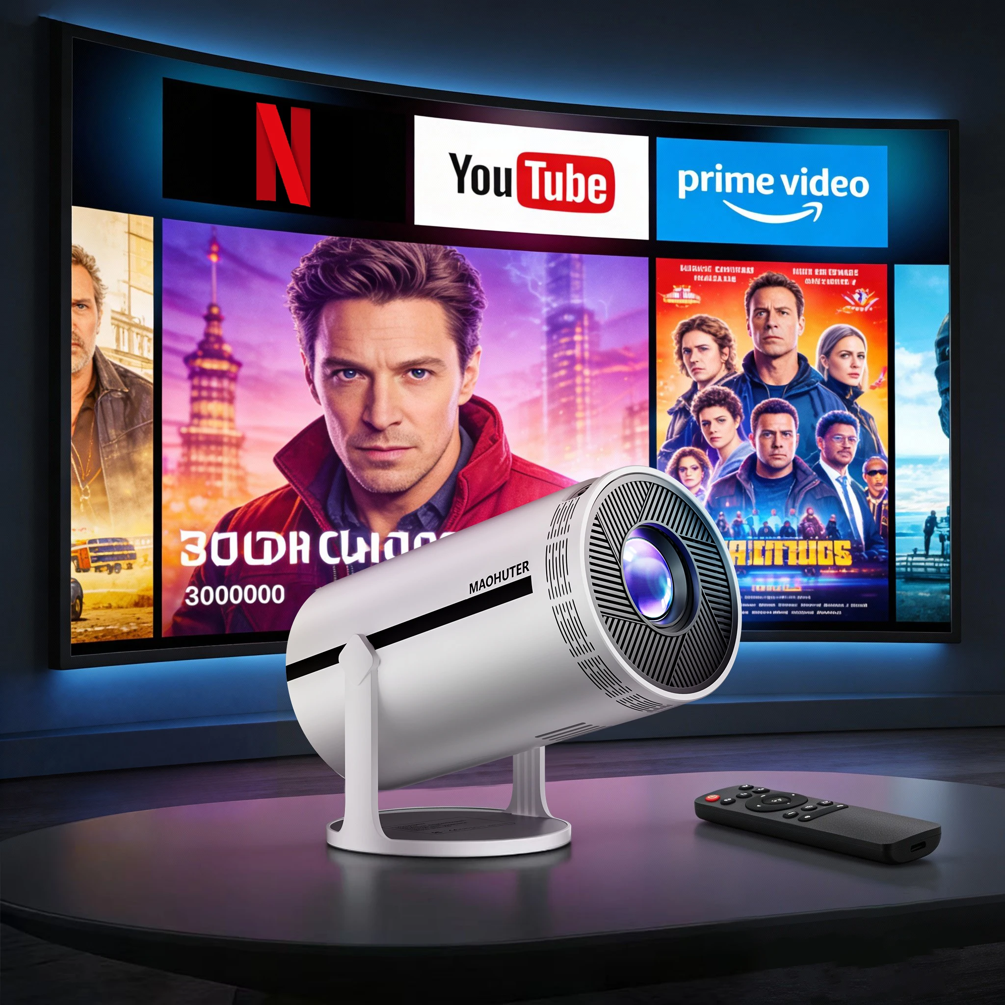 Proyector Inteligente HY320 4K para Exteriores, Proyector de Cine en Casa Full HD, Calidad de Imagen Vívida que Brinda una Mejor Experiencia Visual