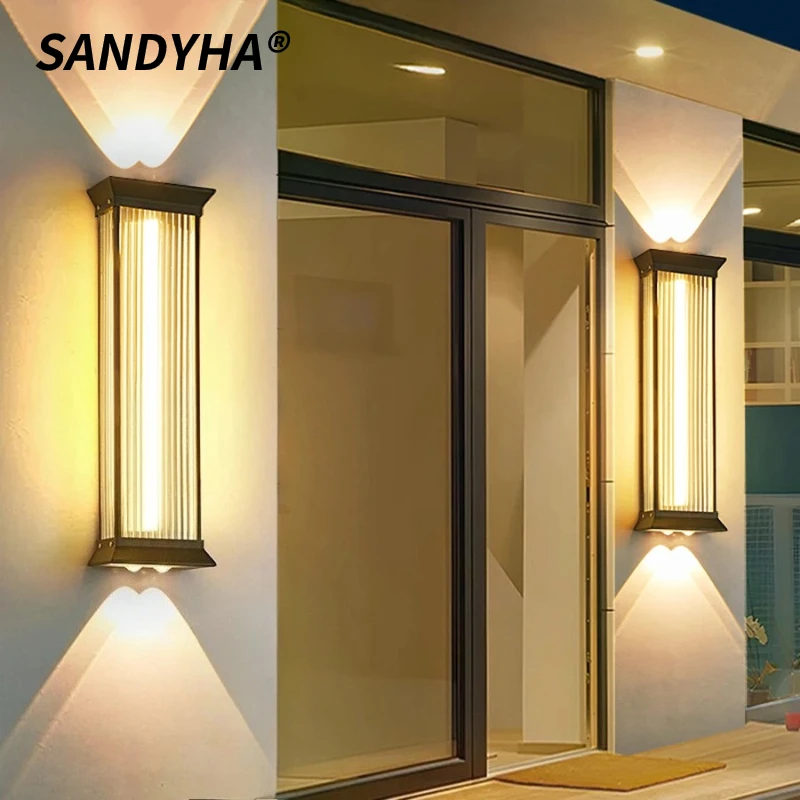 SANDYHA Outdoor Wall Light Long Strip Waterproof Lamp LED Lighting Fixtures Including Spotlight For Garden Terrace Home Decor