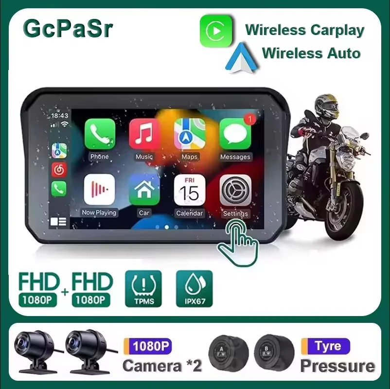 Wireless Apple Carplay Android Auto electronics Automobiles Motorcycle Motopantalla para motocicleta Waterproof GPS Navigation