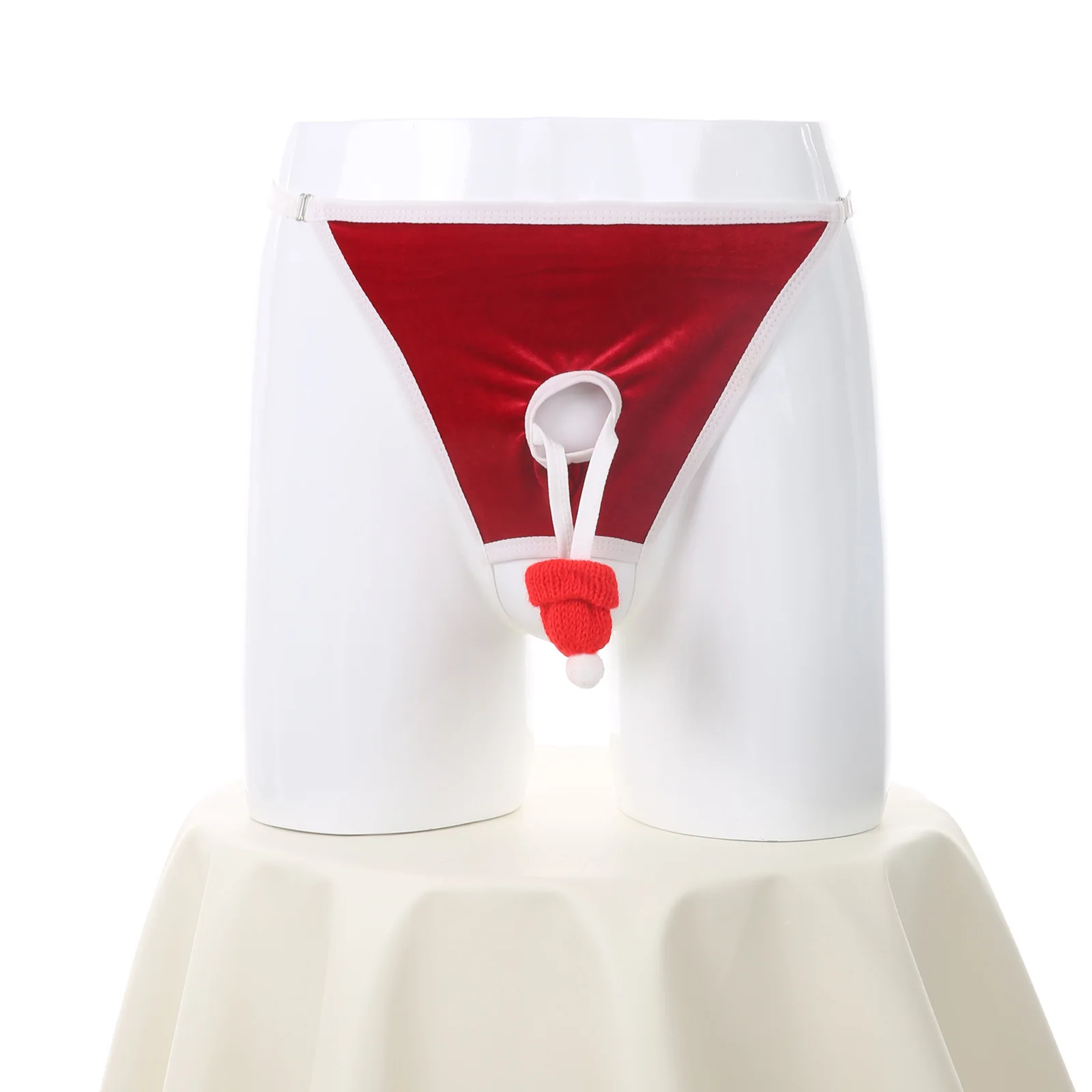 

New Men's Sexy Underwear Low Waist Cute Christmas Hat Open Crotch Shaped Thong Comfortable Breathable High Quality Lingeries