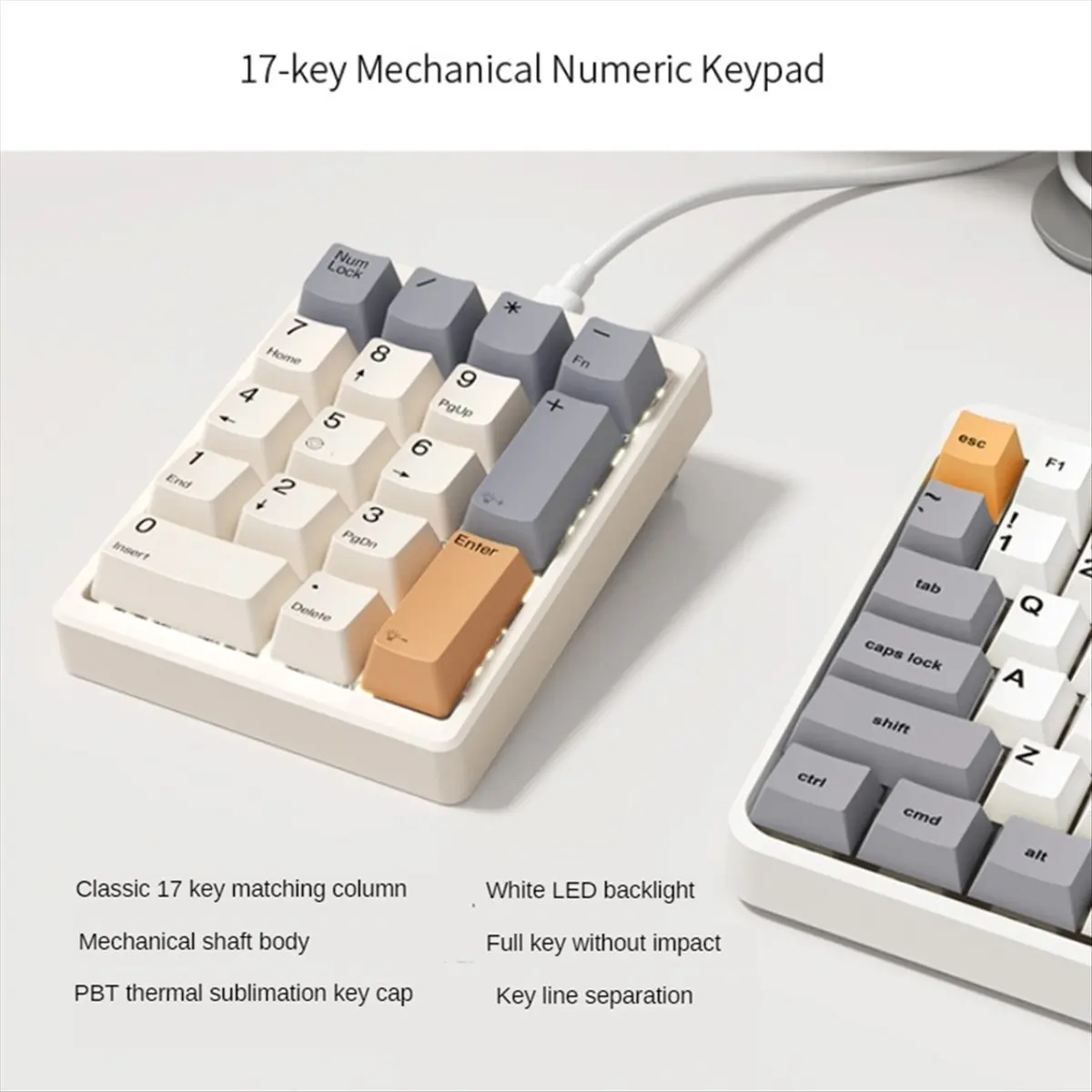 

(A26M) 17 Keys Type C Wired Number Pad Mechanical Numeric Keypad Numpad Gaming Mini Keyboard Programming Keypads Red Axis