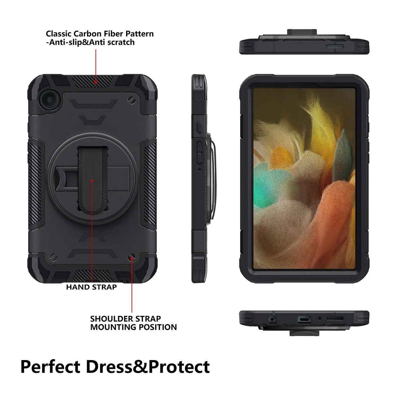 Case for Samsung Galaxy Tab A9 8.7inch SM-X110 X115 X117 Heavy Duty Shockproof Protective Tablet Cover with Stand Shoulder Strap