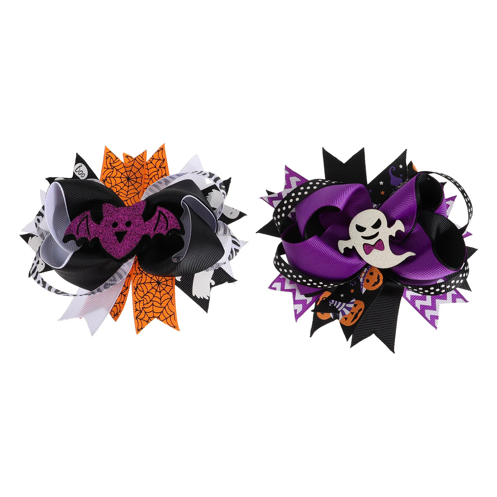 

2pcs Halloween Hair Clips Girls Kids Decorative Accessories Printed Hair Bows Festival Party Hairpins Lightweight Durable