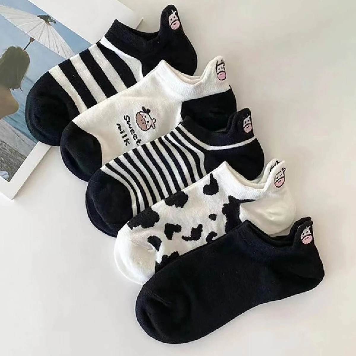 

5 Pairs of Women's Socks Summer Slim-mouthed Lovely Boat Socks