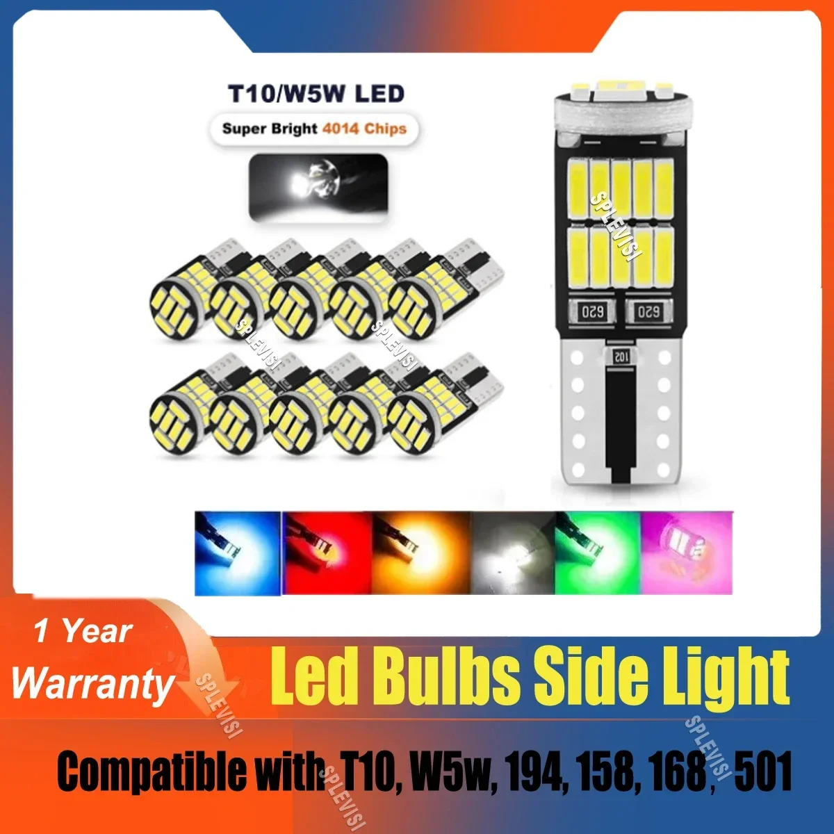 

10Pcs 30Pcs 50Pcs 501 Led Side Light Bulbs Error Free Canbus Xenon White T10 W5w Interior 26 Smd Replace Halogen