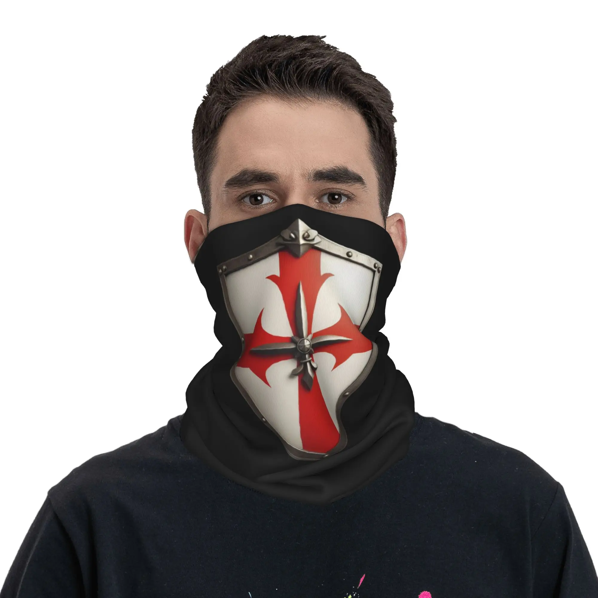 

Crusader Armor Shield with Cross Pattee Knights Templar Medieval Bandana Neck Gaiter Printed Wrap Scarf Cycling Scarf Riding